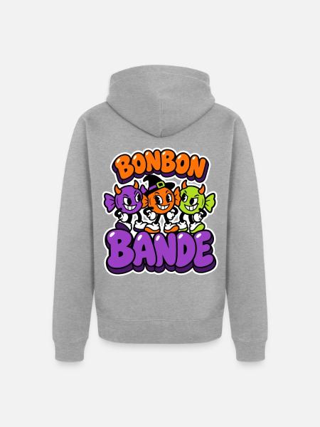 Bonbon Bande - Halloween Süßigkeiten - Unisex Premium Bio Zip Hoodie - Grau meliert