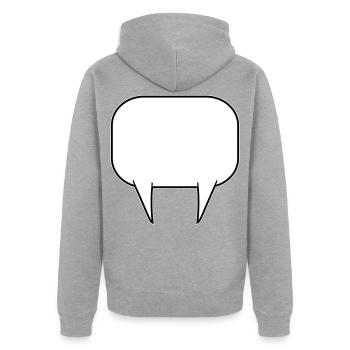 Sprechblase doppelt - Unisex Premium Bio Zip Hoodie - Grau meliert - Hinten - Nico (187cm)