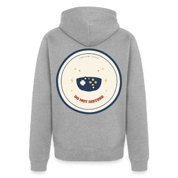Gamer Badge Do Not Disturb Controller - Unisex Premium Bio Zip Hoodie - Grau meliert - Hinten - Nico (187cm)
