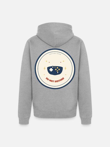 Gamer Badge Do Not Disturb Controller - Unisex Premium Bio Zip Hoodie - Grau meliert