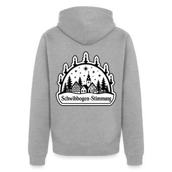 Schwibbogen Stimmung Erzgebirge Weihnachten Shirt - Unisex Premium Bio Zip Hoodie - Grau meliert - Hinten - Nico (187cm)