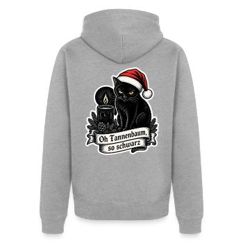 Oh Tannenbaum so schwarz Katze Gothic Weihnachten - Unisex Premium Bio Zip Hoodie - Grau meliert - Hinten - Nico (187cm)