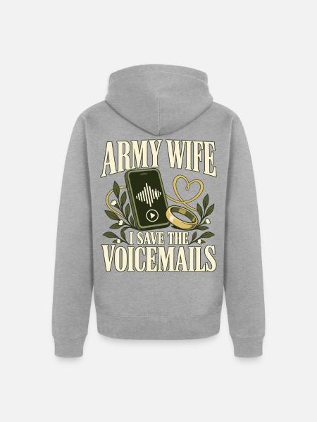 Armee Ehefrau Militär Ehefrau Einsatz - Unisex Premium Bio Zip Hoodie - Grau meliert