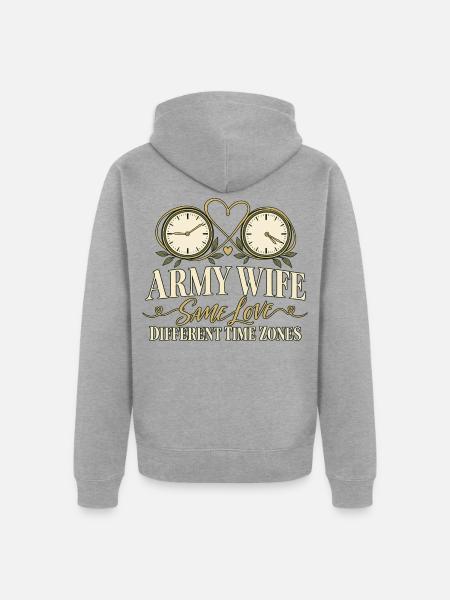 Armee Ehefrau Militär Ehefrau Einsatz - Unisex Premium Bio Zip Hoodie - Grau meliert