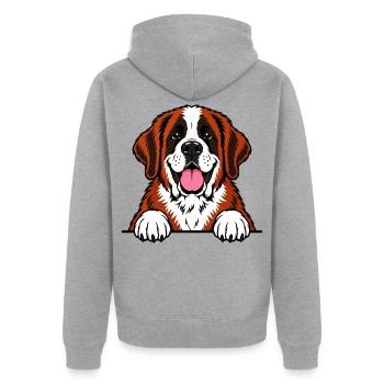 Bernhardiner - Unisex Premium Bio Zip Hoodie - Grau meliert - Hinten - Nico (187cm)