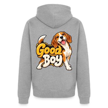 Beagle - Unisex Premium Bio Zip Hoodie - Grau meliert - Hinten - Nico (187cm)