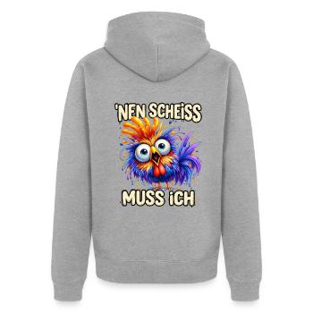 Nen Scheiss Muss Ich - Unisex Premium Bio Zip Hoodie - Grau meliert - Hinten - Nico (187cm)