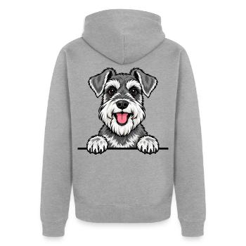 Zwergschnauzer - Unisex Premium Bio Zip Hoodie - Grau meliert - Hinten - Nico (187cm)