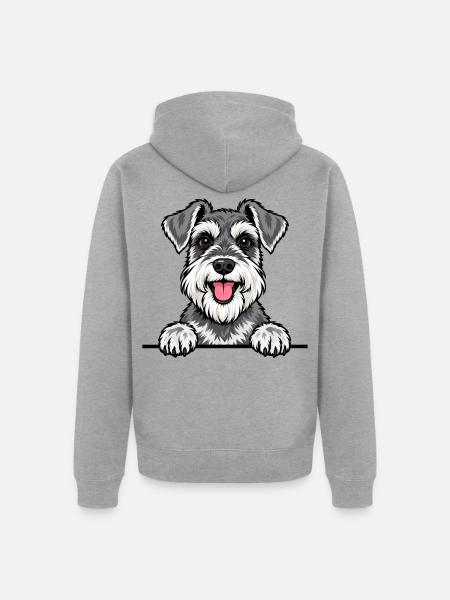 Zwergschnauzer - Unisex Premium Bio Zip Hoodie - Grau meliert