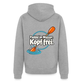 Paddelsport Paddler Kajak Kanu SUP Wassersport - Unisex Premium Bio Zip Hoodie - Grau meliert - Hinten - Nico (187cm)