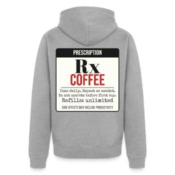 Rezept: Kaffee – Täglich einnehmen - Unisex Premium Bio Zip Hoodie - Grau meliert - Hinten - Nico (187cm)