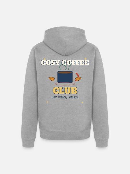 Cosy Coffee Club Logo Tee - Unisex Premium Bio Zip Hoodie - Grau meliert