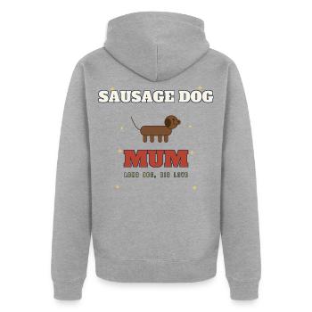 Wursthund-Mama lange Liebe - Unisex Premium Bio Zip Hoodie - Grau meliert - Hinten - Nico (187cm)