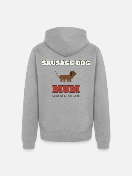 Wursthund-Mama lange Liebe - Unisex Premium Bio Zip Hoodie - Grau meliert