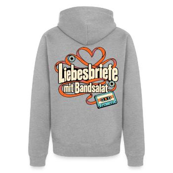 Kassette Mixtape Kassettennostalgie Musikfan - Unisex Premium Bio Zip Hoodie - Grau meliert - Hinten - Nico (187cm)