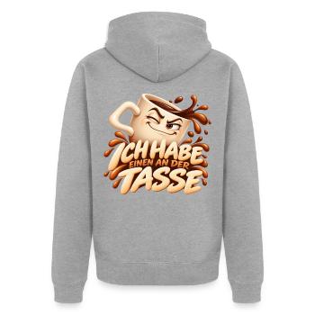 Ich Habe Einen An Der Tasse Kaffee - Unisex Premium Bio Zip Hoodie - Grau meliert - Hinten - Nico (187cm)