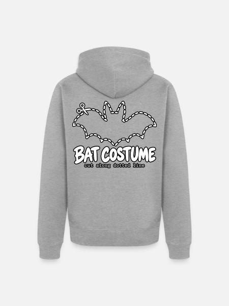 Bat Kostüm Schnittlinie Zeichnung - Unisex Premium Bio Zip Hoodie - Grau meliert