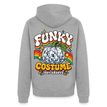 Funky Kürbis Kostüm Groove - Unisex Premium Bio Zip Hoodie - Grau meliert - Hinten - Nico (187cm)