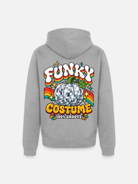 Funky Kürbis Kostüm Groove - Unisex Premium Bio Zip Hoodie - Grau meliert