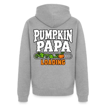 Kürbis Papa Loading - Unisex Premium Bio Zip Hoodie - Grau meliert - Hinten - Nico (187cm)