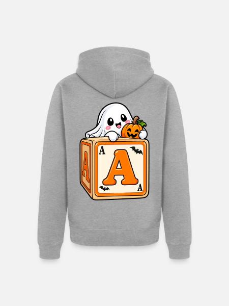 Kürbisgeist auf Spielwürfeln - Unisex Premium Bio Zip Hoodie - Grau meliert