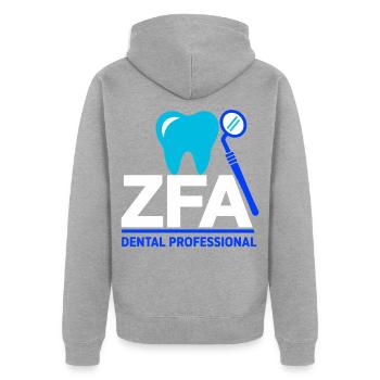ZFA Dental Professional – Zahnmedizin Beruf - Unisex Premium Bio Zip Hoodie - Grau meliert - Hinten - Nico (187cm)