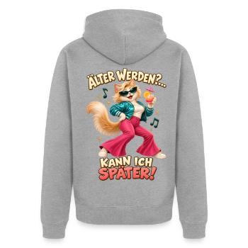 Älter werden Katze Geburtstag Spruch Party Humor - Unisex Premium Bio Zip Hoodie - Grau meliert - Hinten - Nico (187cm)