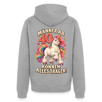 Einhorn 40. Geburtstag Männer Lustiger Spruch - Unisex Premium Bio Zip Hoodie - Grau meliert - Hinten - Nico (187cm)