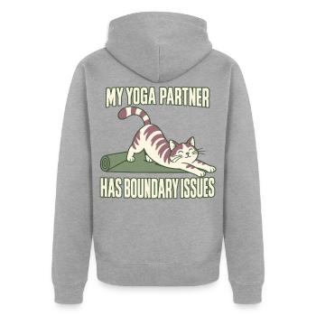 Yoga-katzenliebhaber Katze Mama - Unisex Premium Bio Zip Hoodie - Grau meliert - Hinten - Nico (187cm)