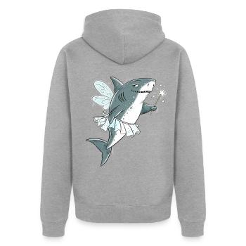 Hai Fee Zahnfee Shark Fantasy Zahnarzt Humor - Unisex Premium Bio Zip Hoodie - Grau meliert - Hinten - Nico (187cm)
