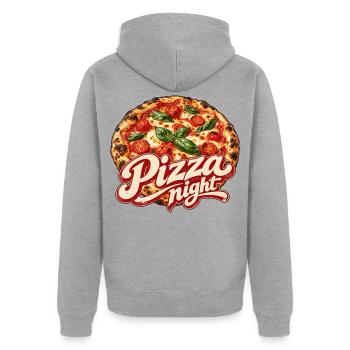 Pizza Night Logo Druck - Unisex Premium Bio Zip Hoodie - Grau meliert - Hinten - Nico (187cm)