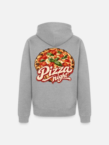 Pizza Night Logo Druck - Unisex Premium Bio Zip Hoodie - Grau meliert