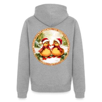 Entchen Weihnachten / Weihnachtsmann Enten - Unisex Premium Bio Zip Hoodie - Grau meliert - Hinten - Nico (187cm)