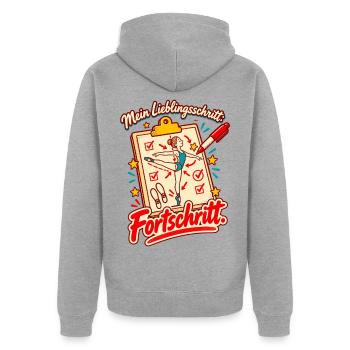 Tanzlehrer Tanzlehrerin Geschenk Fortschritt - Unisex Premium Bio Zip Hoodie - Grau meliert - Hinten - Nico (187cm)