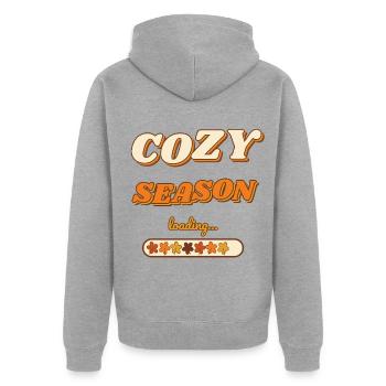 Gemütliche Jahreszeit lädt Retro Herbst - Unisex Premium Bio Zip Hoodie - Grau meliert - Hinten - Nico (187cm)