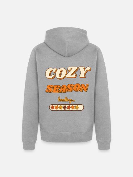 Gemütliche Jahreszeit lädt Retro Herbst - Unisex Premium Bio Zip Hoodie - Grau meliert