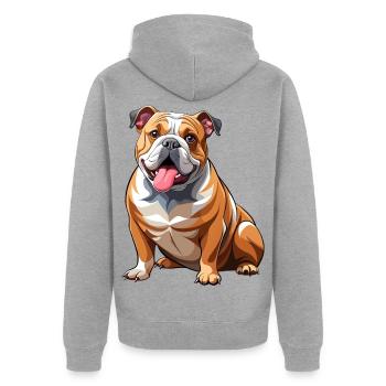Bulldoggen-Hundesitting - Unisex Premium Bio Zip Hoodie - Grau meliert - Hinten - Nico (187cm)