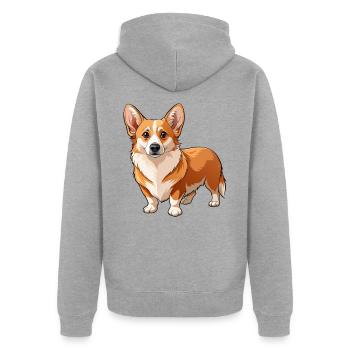 Walisischer Corgi-Hund - Unisex Premium Bio Zip Hoodie - Grau meliert - Hinten - Nico (187cm)