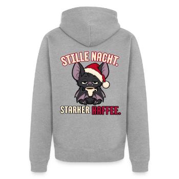 Stille Nacht starker Kaffee - Unisex Premium Bio Zip Hoodie - Grau meliert - Hinten - Nico (187cm)