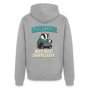 Büro-Dachs nicht ansprechbar - Unisex Premium Bio Zip Hoodie - Grau meliert - Hinten - Nico (187cm)