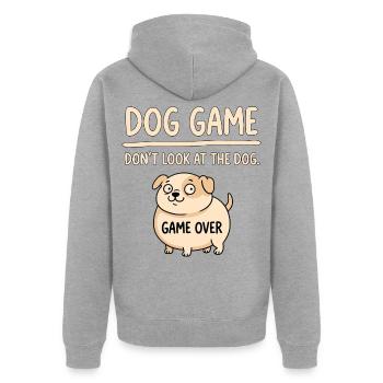 Hunde Spiel Nicht Gucken - Unisex Premium Bio Zip Hoodie - Grau meliert - Hinten - Nico (187cm)