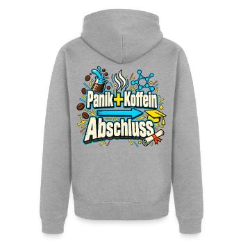 Abi Abschluss Prüfungsstress Koffein Nerd Humor - Unisex Premium Bio Zip Hoodie - Grau meliert - Hinten - Nico (187cm)