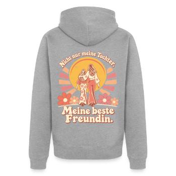 Mama Tochter Liebe Beste Freundin - Unisex Premium Bio Zip Hoodie - Grau meliert - Hinten - Nico (187cm)
