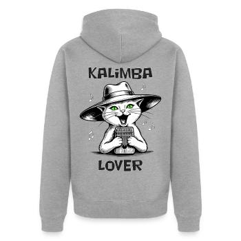 Katzenspiel Kalimba – Kalimba-Liebhaber - Unisex Premium Bio Zip Hoodie - Grau meliert - Hinten - Nico (187cm)