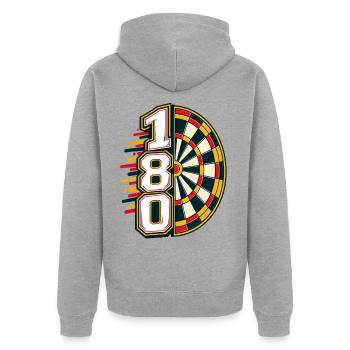 180 Dartboard Kraftgrafik - Unisex Premium Bio Zip Hoodie - Grau meliert - Hinten - Nico (187cm)