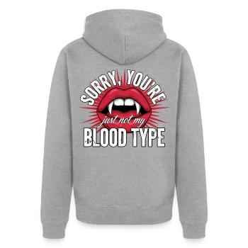Sorry You're Not My Blood Type - Unisex Premium Bio Zip Hoodie - Grau meliert - Hinten - Nico (187cm)
