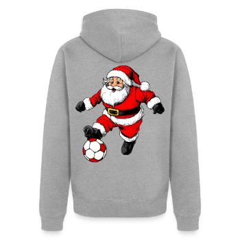 Fussballer Weihnachten - Unisex Premium Bio Zip Hoodie - Grau meliert - Hinten - Nico (187cm)
