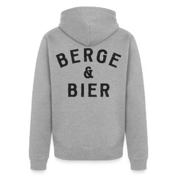 Berge und Bier - Unisex Premium Bio Zip Hoodie - Grau meliert - Hinten - Nico (187cm)