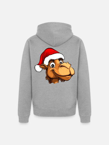 Kamele Christmas - Unisex Premium Bio Zip Hoodie - Grau meliert