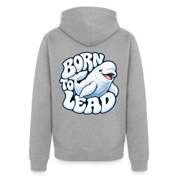 Milchwal - Unisex Premium Bio Zip Hoodie - Grau meliert - Hinten - Nico (187cm)